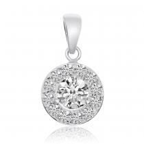 14k White Gold .51 ct Diamond Halo Pendant