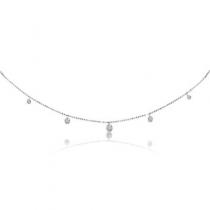 14K White Gold 18 inch Graduated Diamond By the Yard 1.05 Ct Dashing Diamond Nec