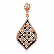 14K Rose Gold and Black Rhodium Diamond Fashion Pendant