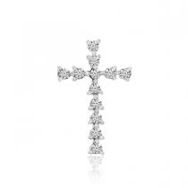 14K White Gold .12 CT Small Diamond Cross Pendant