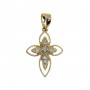 14K Yellow Gold Small Rope Diamond Fashion Cross