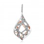 14K Gold Two Tone Teardrop Diamond Fashion Pendant