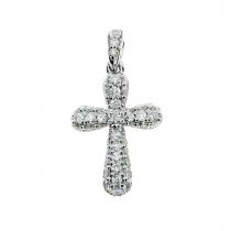 14K White Gold Diamond Pave Fashion Cross Pendant