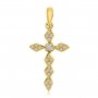 14K Yellow Gold Diamond Cross Fashion Pendant