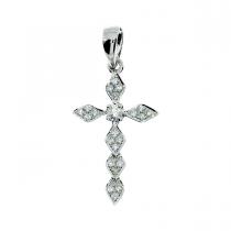 14K White Gold Diamond Cross Fashion Pendant
