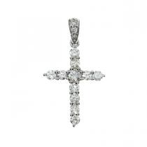 14K White Gold Diamond Cross Pendant