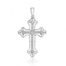 14K White Gold Diamond Cross Fashion Pendant