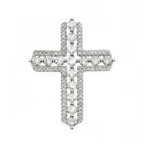 14K White Gold Large Diamond Cross Pendant