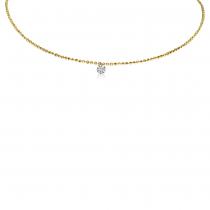 14K Yellow Gold 18 inch Single .15 ct Pierced Diamond Dashing Diamond Necklace