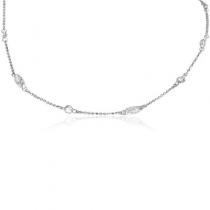 14K White Gold Marquise and Round Diamonds Dashing Diamond 18 inch Necklace
