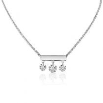 14K White Gold 3 Diamond Bar Dashing Diamond 18 inch Fashion Necklace