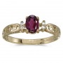 10k Yellow Gold Oval Rhodolite Garnet And Diamond Ring