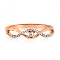 14K Rose Gold Diamond Wave Stackable Ring