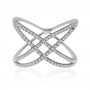 14K White Gold Diamond Double ^X^ Negative Space Fashion Ring