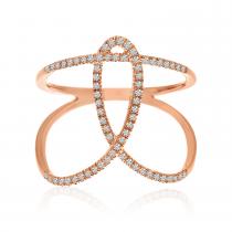 14K Rose Gold Knot Bypass Diamond Fashion Ring