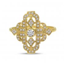 14K Yellow Gold Art Deco Diamond Ring