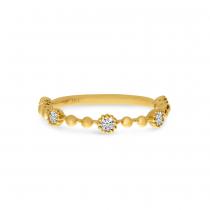 14K Yellow Gold Diamond Beaded Stackable Ring