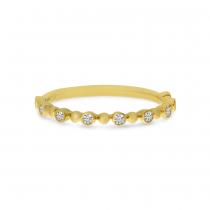 14K Yellow Gold Diamond Beaded Stackable Ring