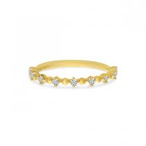 14K Yellow Gold Diamond Beaded Stackable Ring