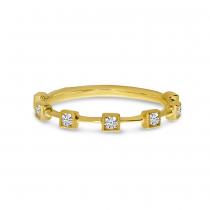 14K Yellow Gold Diamond Square Stackable Ring