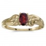 10k Yellow Gold Oval Garnet And Diamond Ring