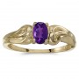 10k Yellow Gold Oval Amethyst And Diamond Ring