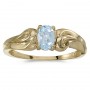 10k Yellow Gold Oval Aquamarine And Diamond Ring