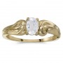 10k Yellow Gold Oval White Topaz And Diamond Ring