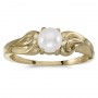 10k Yellow Gold Pearl And Diamond Ring