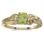 10k Yellow Gold Oval Peridot And Diamond Ring