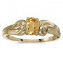 10k Yellow Gold Oval Citrine And Diamond Ring