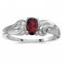 14k White Gold Oval Garnet Ring