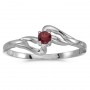 10k White Gold Round Garnet Ring