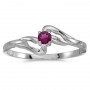 14k White Gold Round Rhodolite Garnet Ring