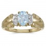 10k Yellow Gold Oval Aquamarine And Diamond Ring