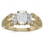 10k Yellow Gold Oval White Topaz And Diamond Ring