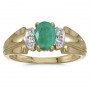 10k Yellow Gold Oval Emerald And Diamond Ring