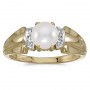 10k Yellow Gold Pearl And Diamond Ring