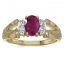 10k Yellow Gold Oval Ruby And Diamond Ring