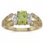 10k Yellow Gold Oval Peridot And Diamond Ring