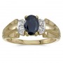 10k Yellow Gold Oval Sapphire And Diamond Ring