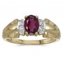 10k Yellow Gold Oval Rhodolite Garnet And Diamond Ring