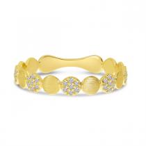 14K Yellow Gold Diamond and Gold Brushed Bubble Ring