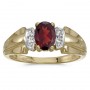 14k Yellow Gold Oval Garnet And Diamond Ring