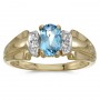 14k Yellow Gold Oval Blue Topaz And Diamond Ring
