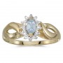10k Yellow Gold Marquise Aquamarine And Diamond Ring