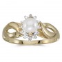 10k Yellow Gold Pearl And Diamond Ring