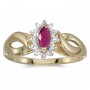 10k Yellow Gold Marquise Ruby And Diamond Ring