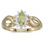 10k Yellow Gold Marquise Peridot And Diamond Ring