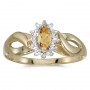 10k Yellow Gold Marquise Citrine And Diamond Ring